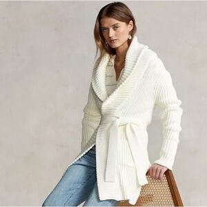 Shawl Collar Tie Waist Cardigan